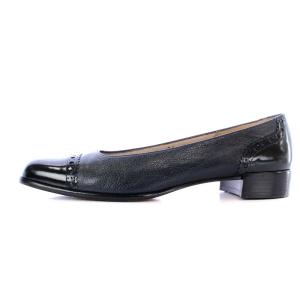 Salvatore Ferragamo パンプス ローヒール スクエアトゥ レザー 7.5 25cm 黒 ブラック