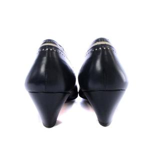 Salvatore Ferragamo パンプス チャンキーヒール レザー 8.5 26cm 紺 ネイビー