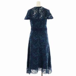 Diagram GRACE CONTINENTAL 18AW ワンピース 総レース ロング 半袖 フレア 36 紺 ネイビー