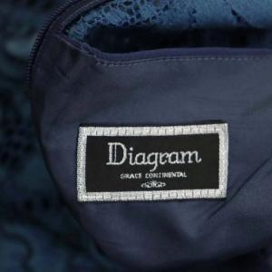 Diagram GRACE CONTINENTAL 18AW ワンピース 総レース ロング 半袖 フレア 36 紺 ネイビー