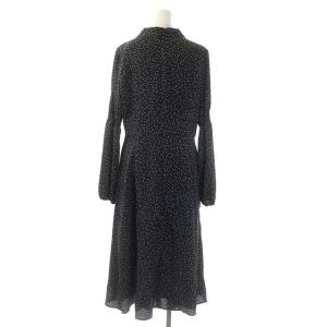 TOCCA 22SS LILY OF VALLEY ドレス ワンピース ロング 長袖 ドット 水玉 ボウタイ フレア 4 黒 白 ブラック