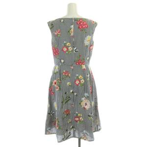 TOCCA POTTED FLOWERS ドレス ワンピース ロング ノースリーブ 台形 ギンガムチェック 花柄刺繍 4 黒 白 マルチカラー