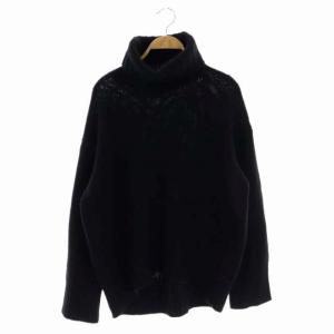 ファインウール タートルネックプルオーバー ニット セーター 長袖 S 黒 ブラック