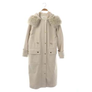 21AW モッズロングコート アウター 総裏地 ジップアップ ファー付き 36 アイボリー