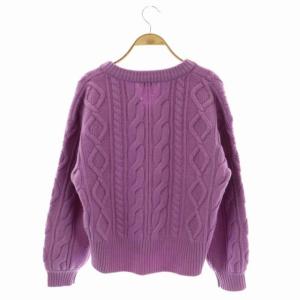 BEAUTY&YOUTH UNITED ARROWS ウールケーブルスキッパーネックニット セーター プルオーバー 長袖 紫 パープル