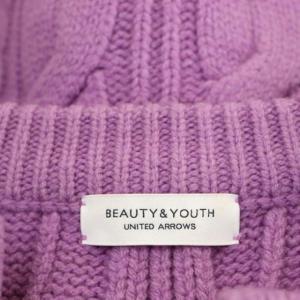 BEAUTY&YOUTH UNITED ARROWS ウールケーブルスキッパーネックニット セーター プルオーバー 長袖 紫 パープル