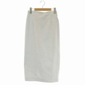 P/C ツイル タイトスカート ロング リネン混 バックスリット 36 ライドグレー