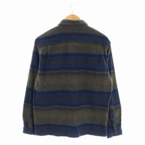 Patagonia コットン長袖シャツ 前開き S カーキ 青 黄