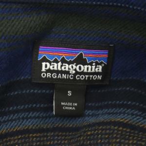 Patagonia コットン長袖シャツ 前開き S カーキ 青 黄