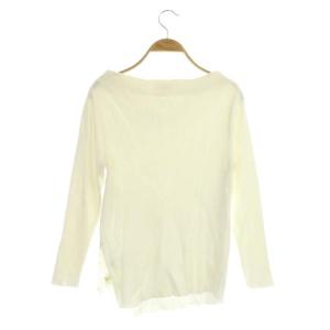 EPOCA サイドレースリブニット カットソー ボートネック 長袖 40 白 ホワイト ライトグリーン