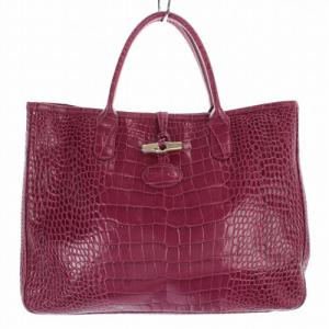 ハンドバッグ クロコ 型押し トートバッグ ピンク
