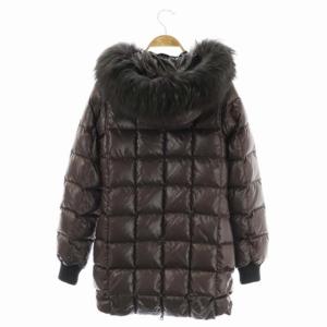 DUVETICA ファー付き ダウンコート アウター ミドル丈 総裏地 ジップアップ 38 ダークパープル