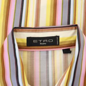 ETRO ステンカラーシャツ 長袖 ストライプ 38 マルチカラー