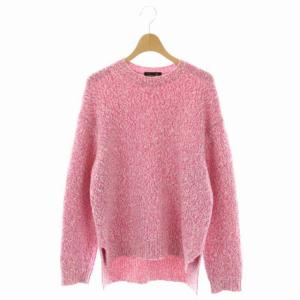 ウールカシミヤ天竺編みクルーニット セーター プルオーバー 長袖 1 ピンク