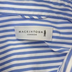 MACKINTOSH ストライプ長袖シャツ 前開き コットン 38 青 ブルー 白 ホワイト