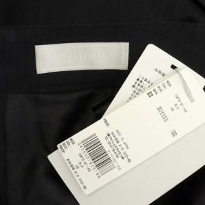 CELFORD シャンタンフレアスカート ロング タック バックジップ 36 黒 ブラック