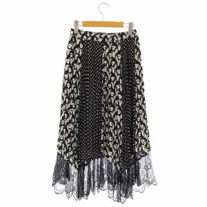 Diagram GRACE CONTINENTAL 20AW バイカラープリーツスカート ロング フレア ドット 花柄 レース 36 黒 ブラック 白 ホワイト