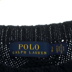 POLO RALPH LAUREN コットン ワッペン ニット セーター プルオーバー 長袖 S 紺 ネイビー