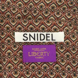 SNIDEL 20SS リバティプリントカシュクールワンピース 半袖 フレア ロング ベルトリボン 0 茶 ブラウン