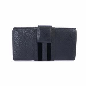 GUCCI 長財布 ダブルホック レザー 黒 ブラック 灰 グレー 150674