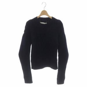 白タグ ケーブルニット クルーネック L ネイビー