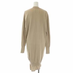 Martin Margiela 1 ニットワンピース 長袖 レイヤードデザイン アシンメトリー 膝丈 Vネック M ベージュ