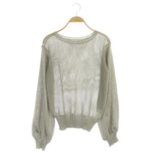 ラメ糸ニット カットソー プルオーバー 長袖 グレー