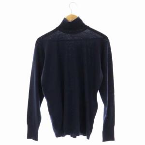 JOHN SMEDLEY ウールタートルネックニット カットソー 長袖 M 紺 ネイビー