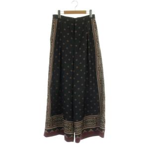 18AW ラインプリントワイドパンツ ジッパーフライ 総柄 38 黒 マルチカラー