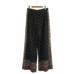 GRACE CONTINENTAL 18AW ラインプリントワイドパンツ ジッパーフライ 総柄 38 黒 マルチカラー