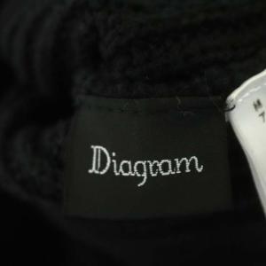 Diagram GRACE CONTINENTAL 19AW バックロゴ刺繍ニットカーディガン 長袖 Vネック コットン混 36 黒 白 ブラック ホワイト