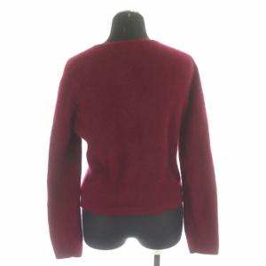 TOCCA RACOON CASHMERE ニットカーディガン 前開き ビジューボタン ショート丈 ウール カシミヤ 長袖 XS ボルドー