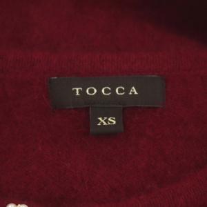 TOCCA RACOON CASHMERE ニットカーディガン 前開き ビジューボタン ショート丈 ウール カシミヤ 長袖 XS ボルドー