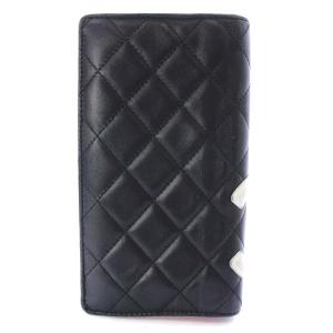 CHANEL ヴィンテージ カンボンライン 長財布 ココマーク キルティング レザー 9番台 ブラック