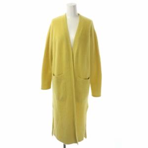 ウール ロングカーディガン 長袖 XS スモークイエロー
