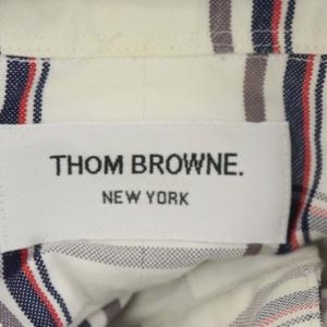THOM BROWNE トリコロール チェック シャツ 長袖 ラウンドカラー 1 白 ホワイト マルチカラー