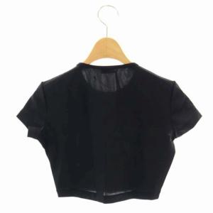 CHANEL ショート丈 半袖 カットソー Tシャツ ココマーク刺繍 クルーネック 38 ブラック