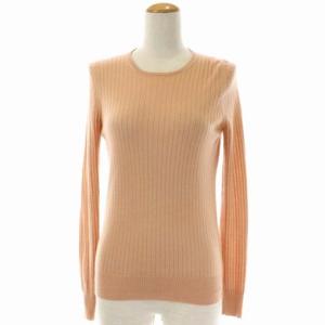 18G カシミヤシルククルーネックニット セーター 長袖 薄手 1 ピンクベージュ