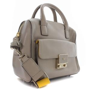 ANYA HINDMARCH カーカー ショルダーバッグ ハンドバッグ 2way レザー ロゴ グレージュ