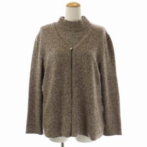 アンサンブル 2点セット カシミヤニット セーター 半袖 ボトルネック カーディガン 長袖 Vネック 13+ ブラウンベージュ