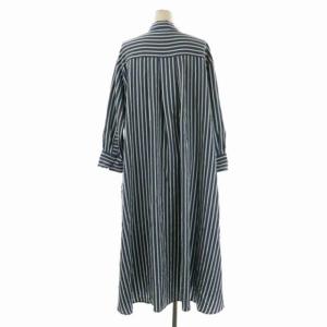 Spick&Span EMMETEX ストライプシャツワンピース ロング 長袖 紺 緑 白 ネイビー グリーン ホワイト
