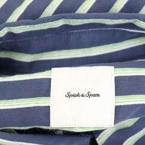 Spick&Span EMMETEX ストライプシャツワンピース ロング 長袖 紺 緑 白 ネイビー グリーン ホワイト
