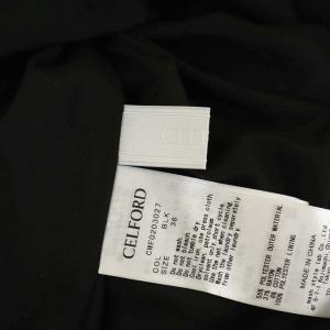 CELFORD シャーリング チェックワンピース ロング 半袖 38 黒 白 グレー ブラック ホワイト