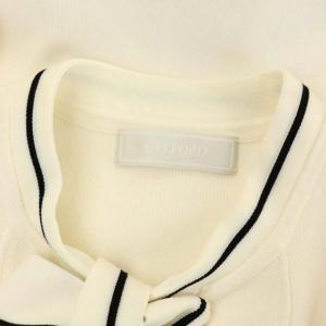 CELFORD ボウタイニットワンピース ミモレ丈 ロング 長袖 38 アイボリー 黒 ブラック