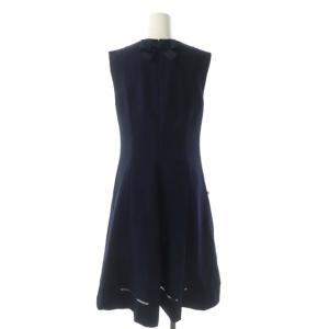 Chesty 21SS パール付きワンピース ロング ノースリーブ フレア 0 紺 ネイビー