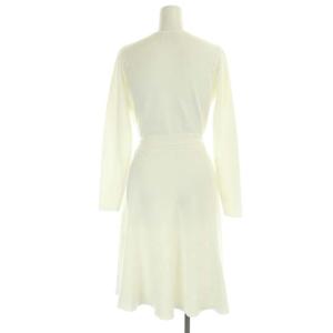 Chesty 20AW カシュクールニットワンピース ロング ミモレ丈 長袖 ビジュー スパンコール装飾 リボンベルト付き 0 白 ホワイト