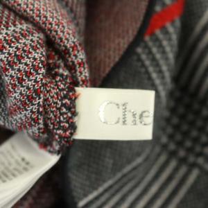 Chesty 20AW チェックスカートワンピース ドッキング ロング ミモレ丈 長袖 ニット切替 タイト ラメ F ネイビー マルチカラー