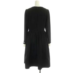 Chesty 21SS エレガントフラワーワンピース ロング 長袖 ギャザー 切替 0 黒 白 ブラック ホワイト