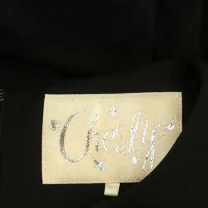 Chesty 21SS エレガントフラワーワンピース ロング 長袖 ギャザー 切替 0 黒 白 ブラック ホワイト