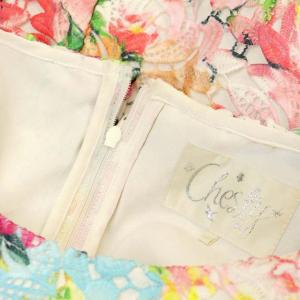 Chesty レースプリントワンピース 花柄 フレア ミモレ丈 ロング ノースリーブ 0 マルチカラー